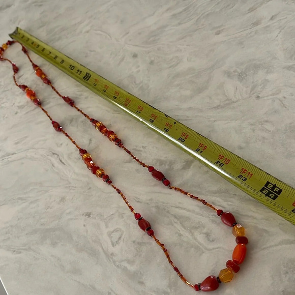 Beaded long necklace glass orange boho casual - Picture 10 of 10